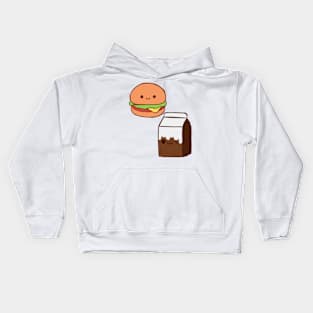 Orange hamburger 🍔 and brown milk 🥛 Kids Hoodie